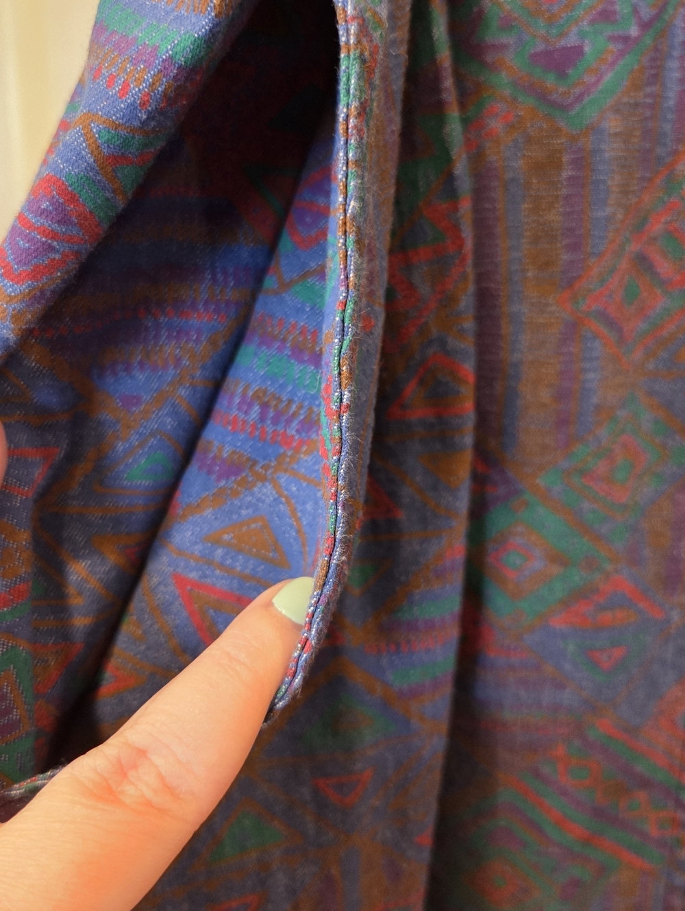 VTG Koret City Blues Southwestern Denim Midi Skirt Plus Size 20W Button Front - Picture 6 of 15